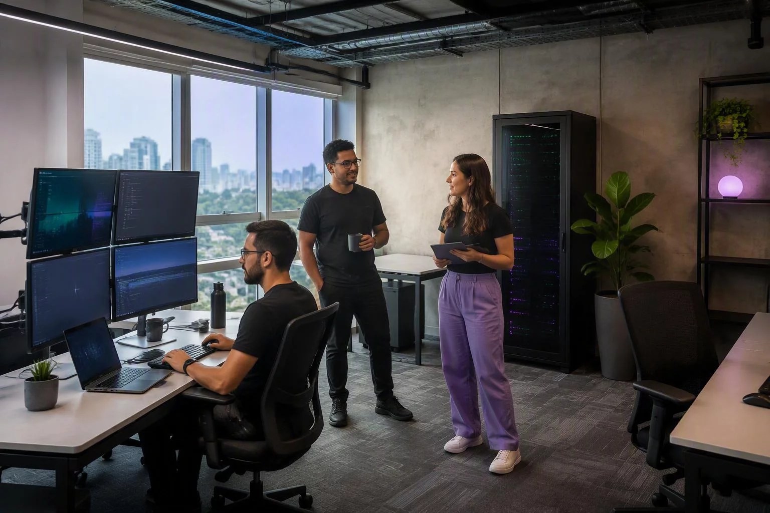 Engenheiros da Novarionix no centro de operações